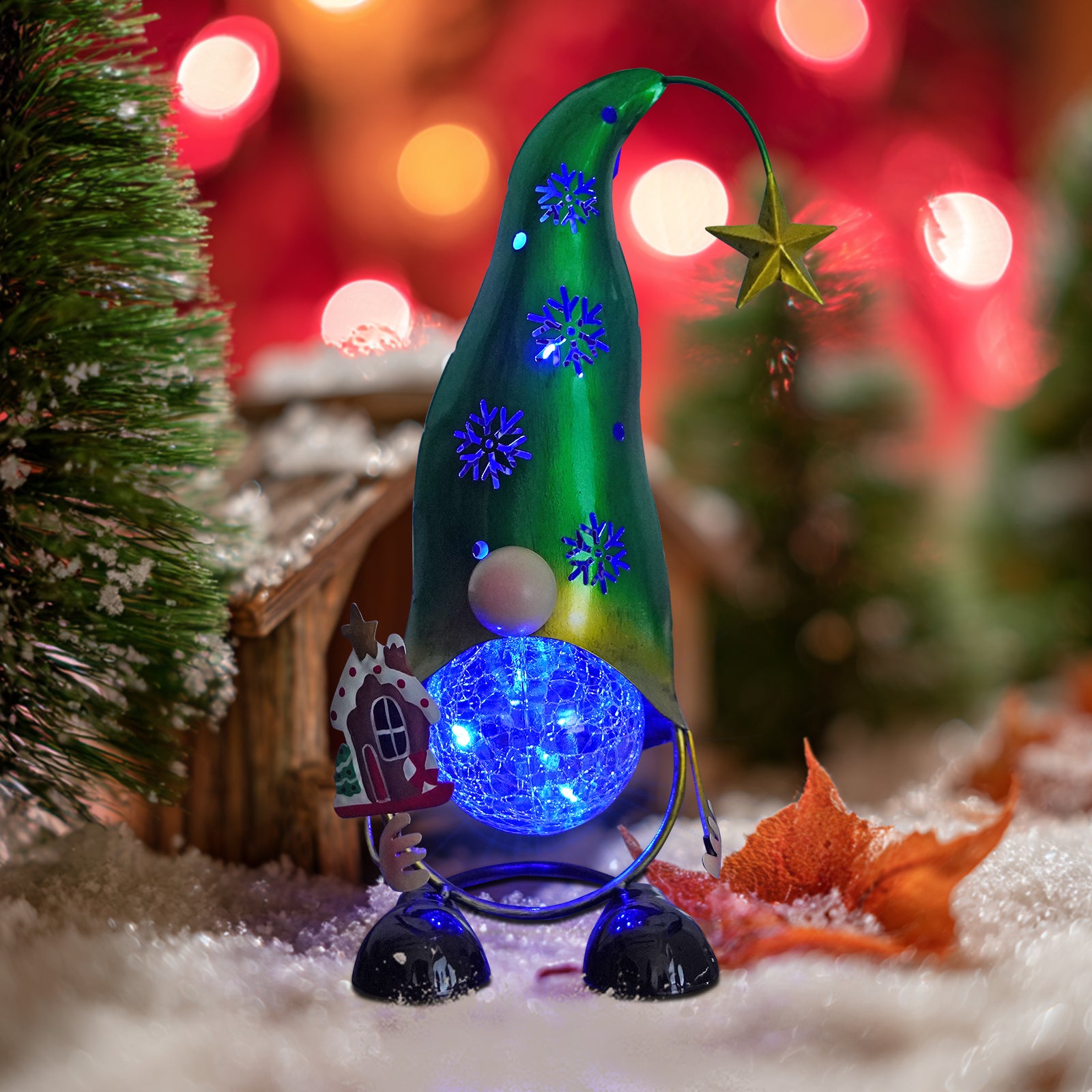 Solar Gnome Christmas Decor with Color Changing Lights