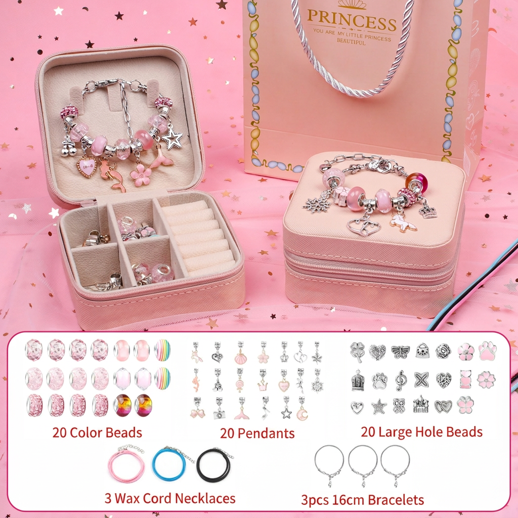Girls DIY Charm Bracelet Jewelry Making Gift Set
