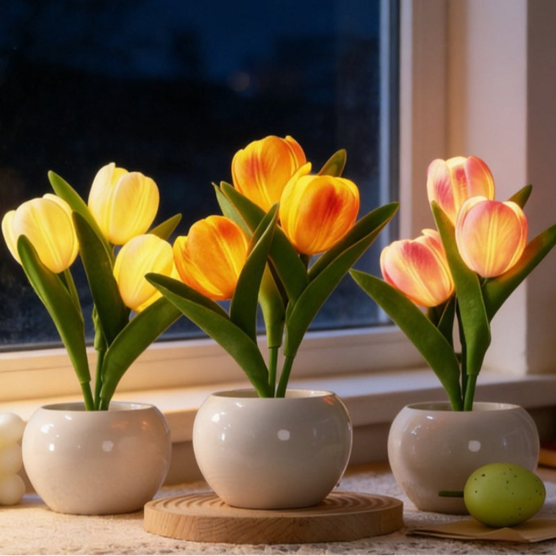 LED Tulip Night Light USB Dimmable Flower Table Lamp