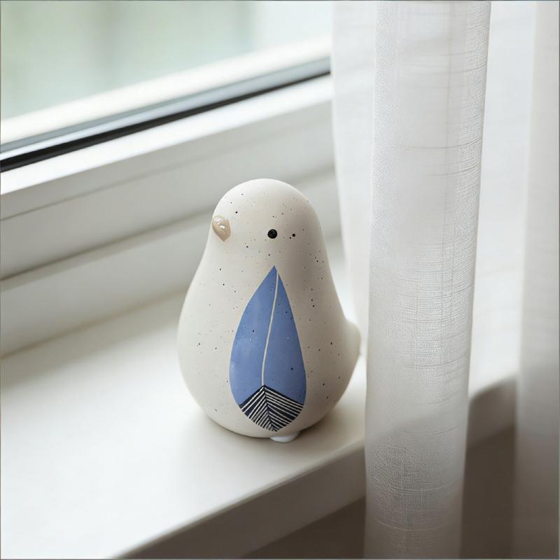 Nordic Ceramic Bird Vase Set Cute Desk Home Decoration