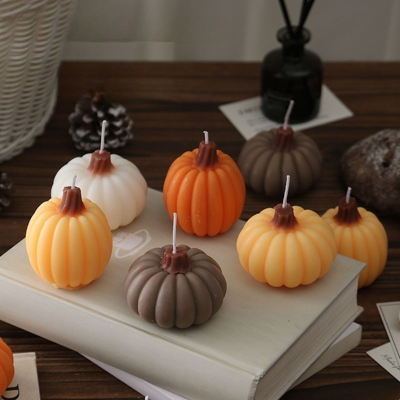 Pumpkin Shaped Scented Candle Fall Halloween Home Decor