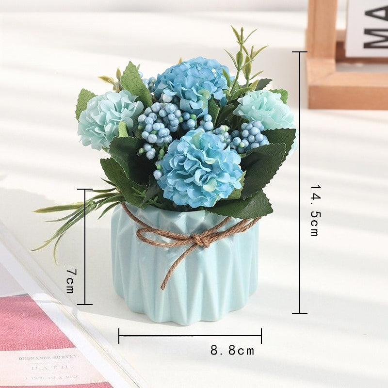 Artificial Flower Pot Arrangement Ceramic Vase Table Decor