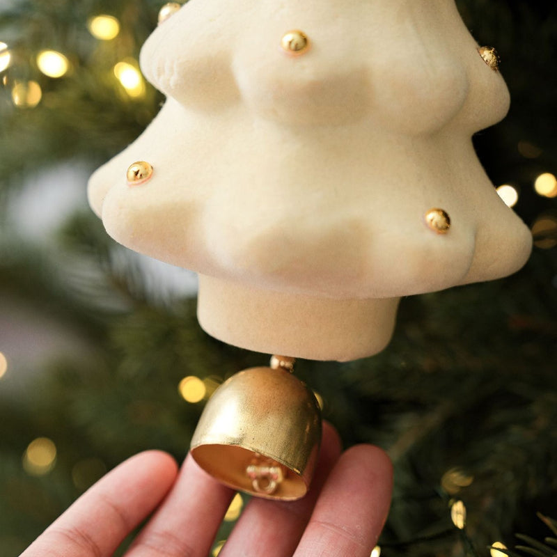 Foam Flocked Christmas Tree Bell Ornament Holiday Decor