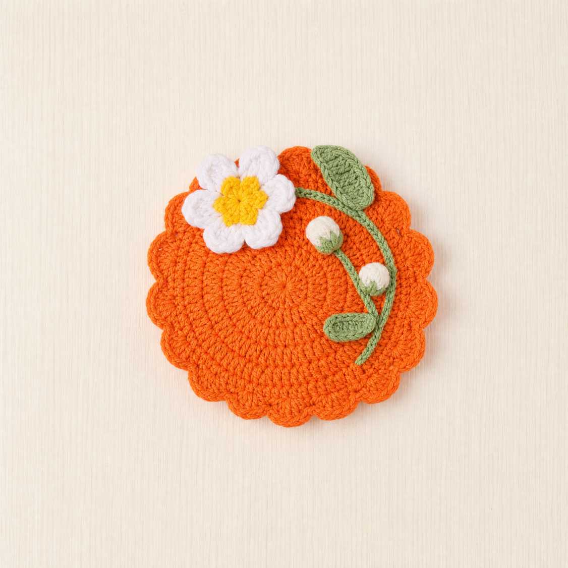 Crochet Flower Coaster Handmade Table Mat Floral Home Decor