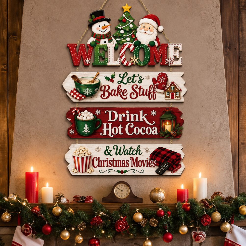Wooden Christmas Holiday Wall Decor Hanging Ornament