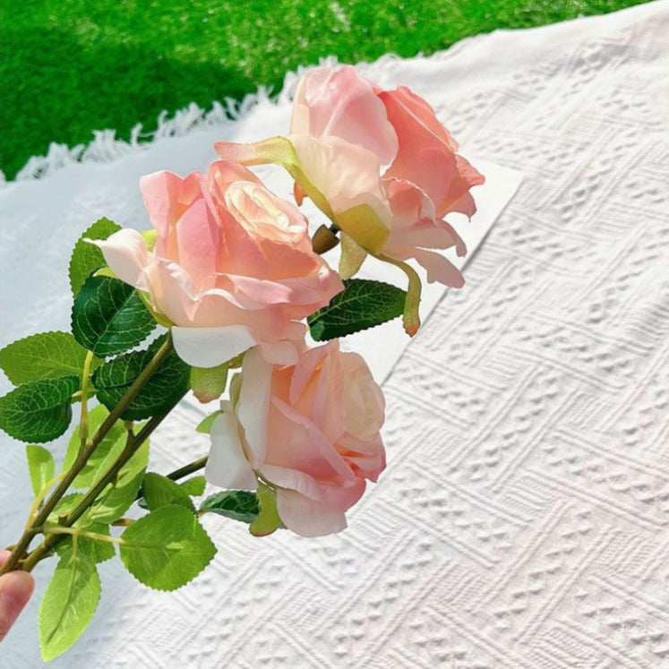Silk Fabric Rose Stem Faux Floral Home Decor Accent