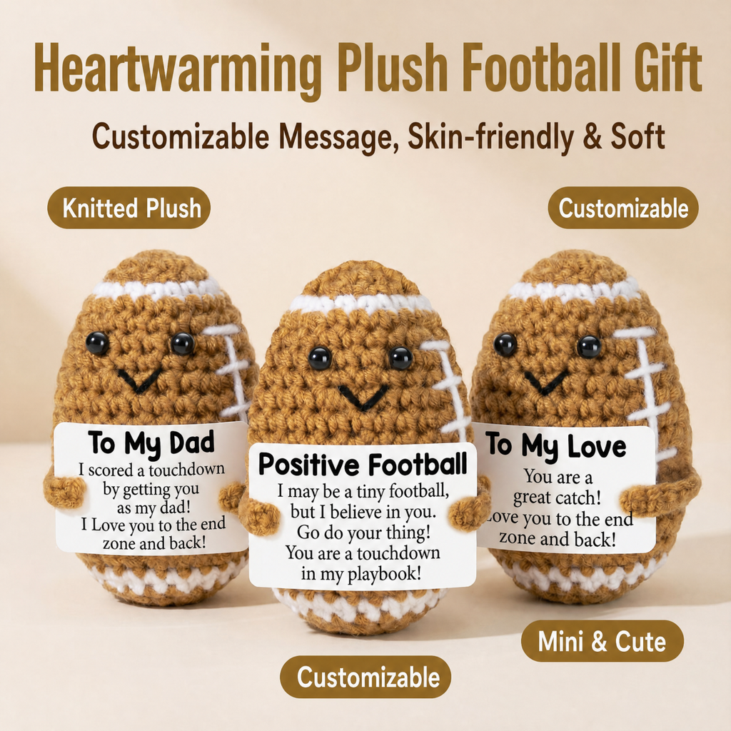 Handmade Crochet Plush Rugby Toy Customizable Positive Gift