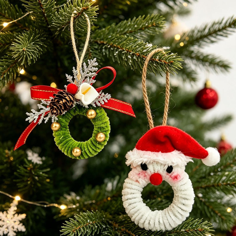 Mini Christmas Wreath Ornament Holiday Tree Hanging Decor