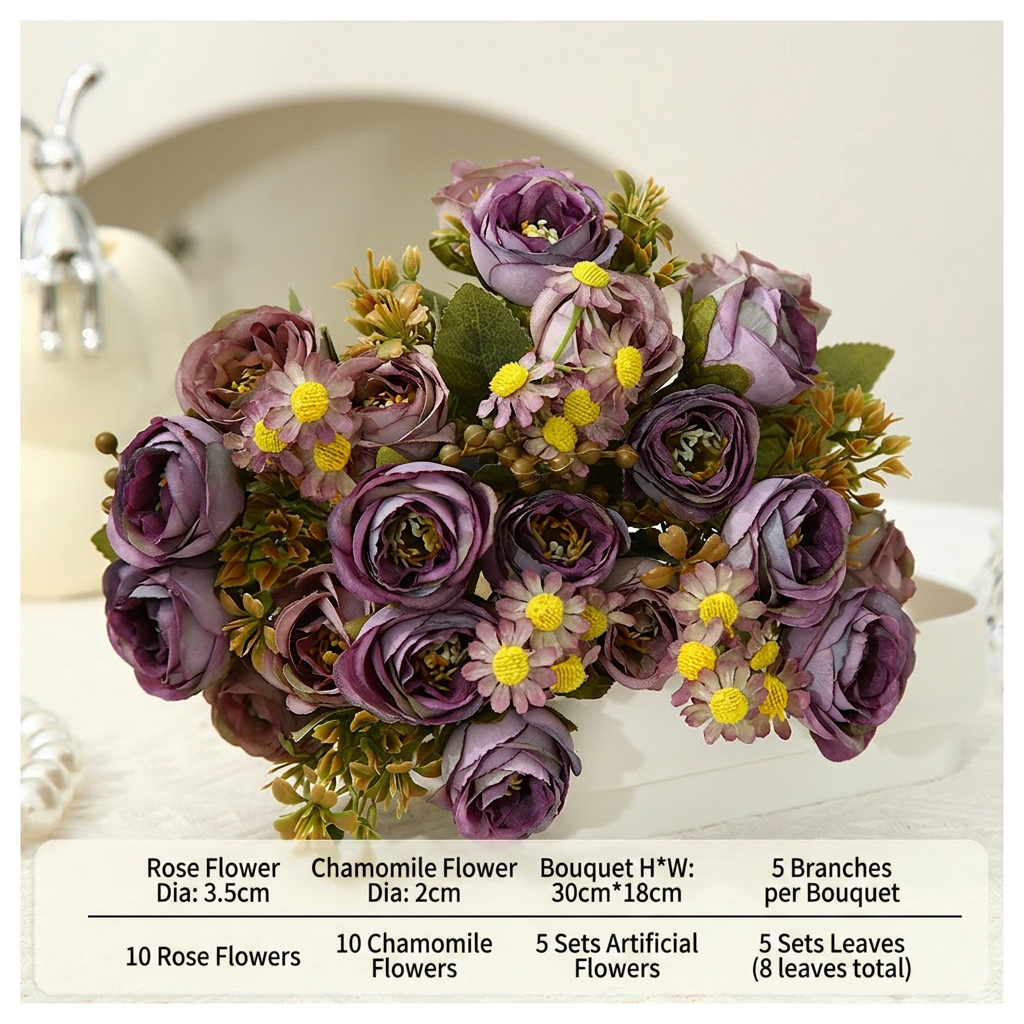 Silk Peony Floral Arrangement Faux Flowers Home Decor