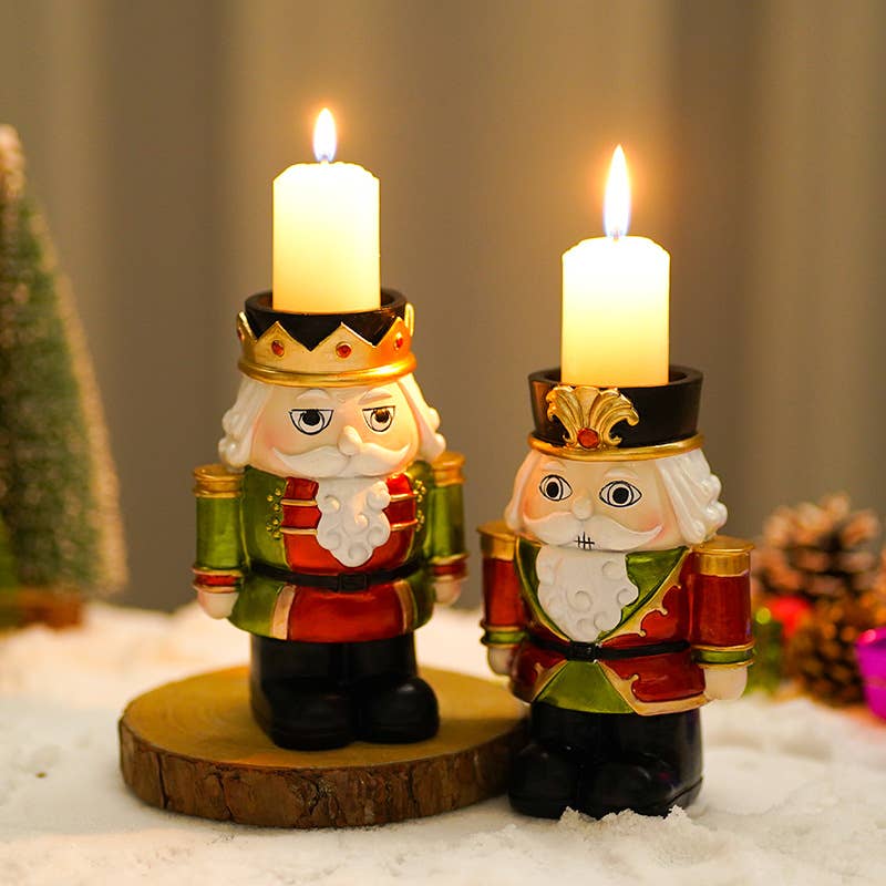 Nutcracker Candle Holder Resin Christmas Tabletop Decor