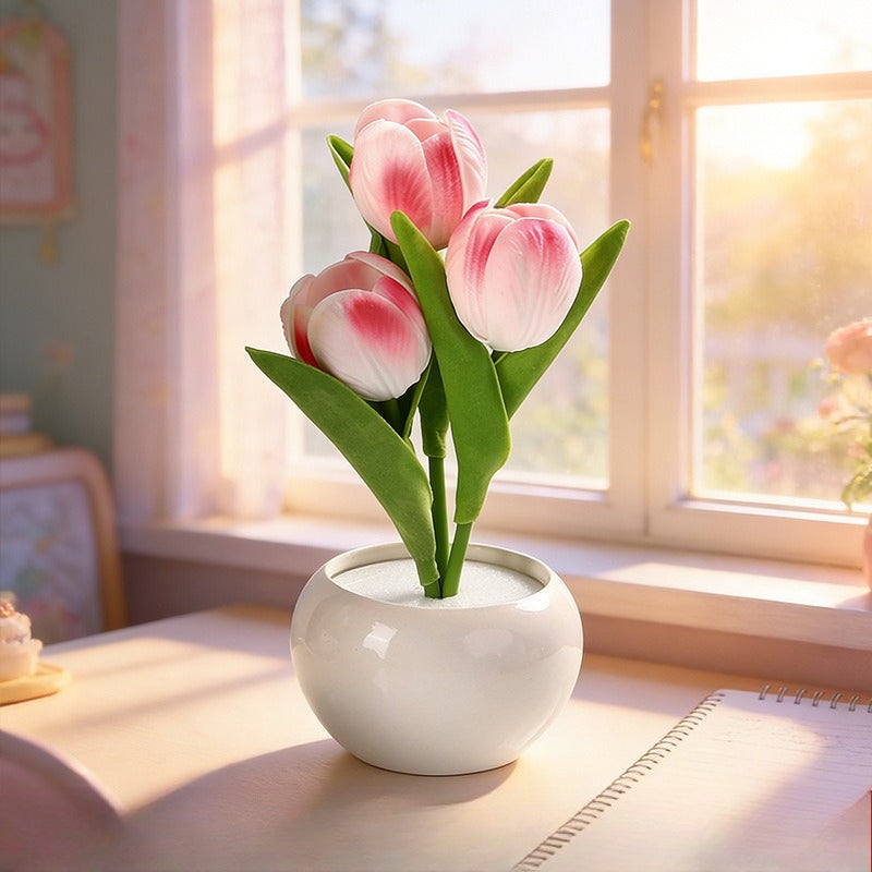 LED Tulip Night Light USB Dimmable Flower Table Lamp