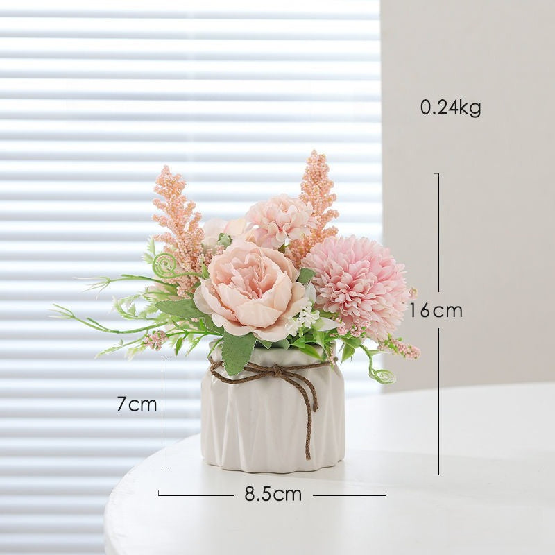 Hydrangea Artificial Flower Arrangement Ceramic Pot Decor