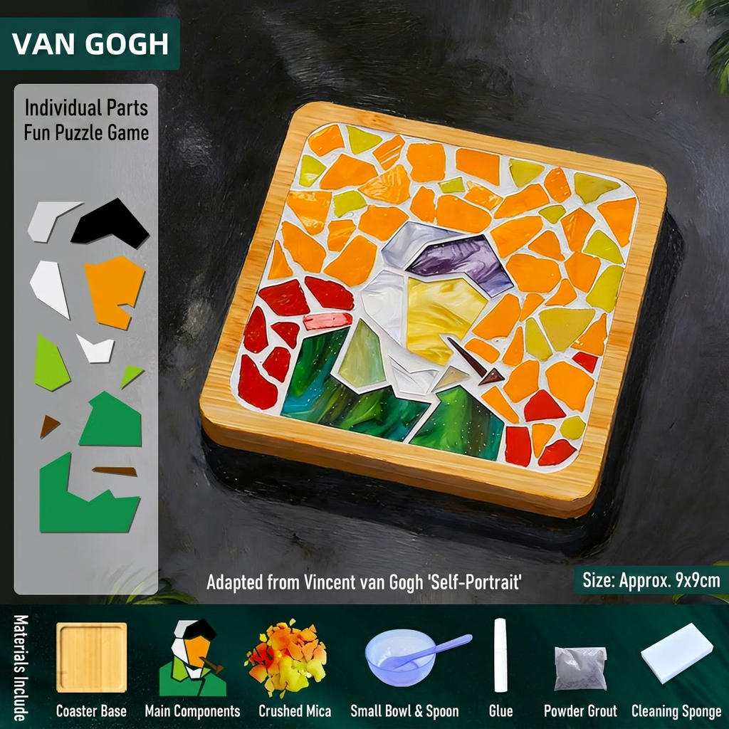 Mosaic Art Coaster Puzzle Kit Famous Painting Craft Set