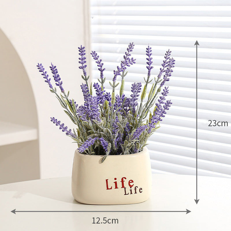 Faux Flower Pot Arrangement Ceramic Planter Decor
