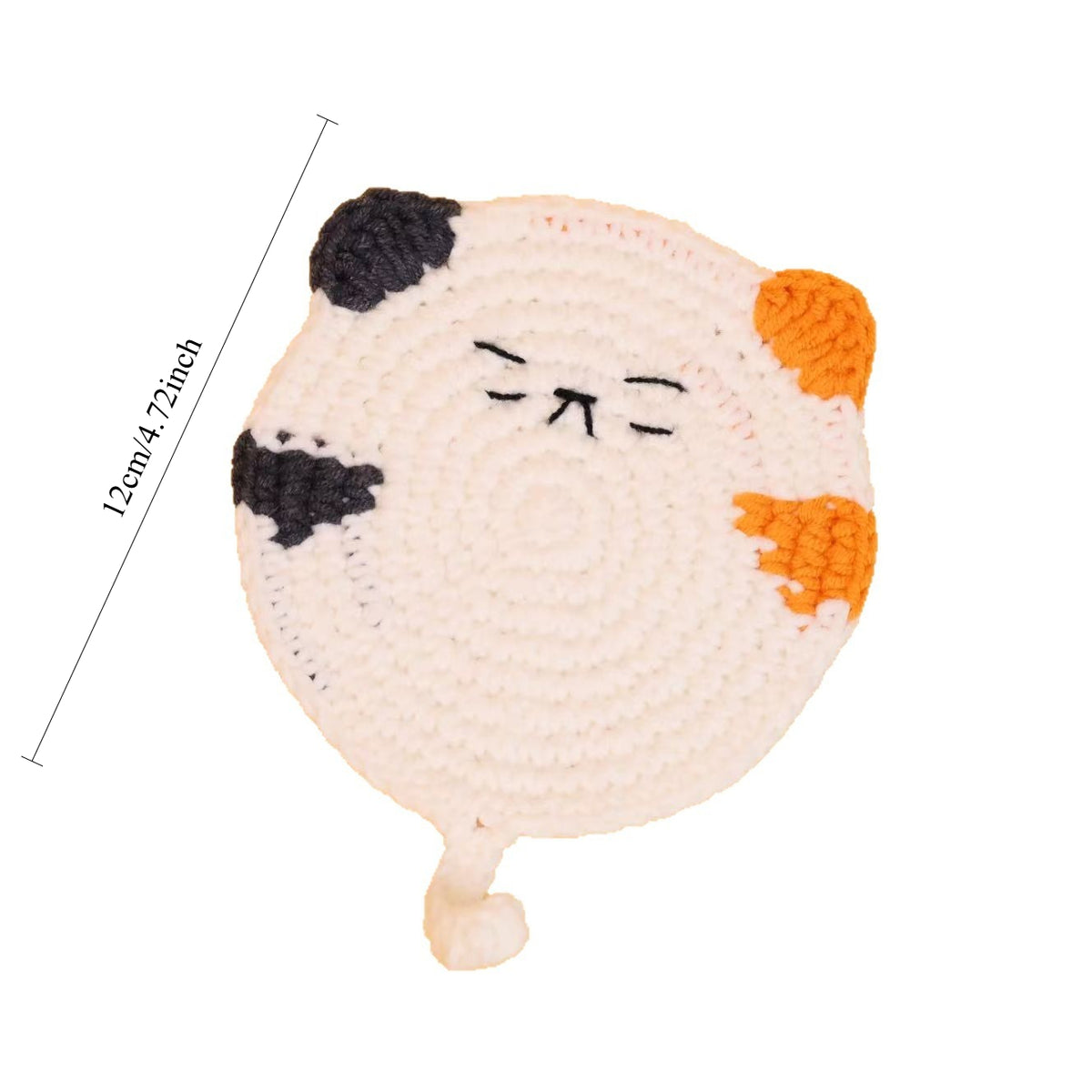 Cute Handmade Crochet Cat Coaster Round Drink Mat