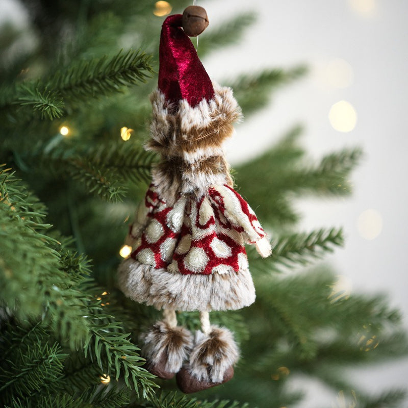 Cozy Plush Christmas Ornaments Santa Snowman Reindeer Girl