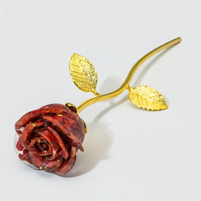 Crystal Stone Resin Flower Stem Decor with Metal Branch