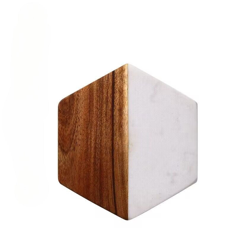 Marble and Wood Drink Coaster Modern Table Cup Mat