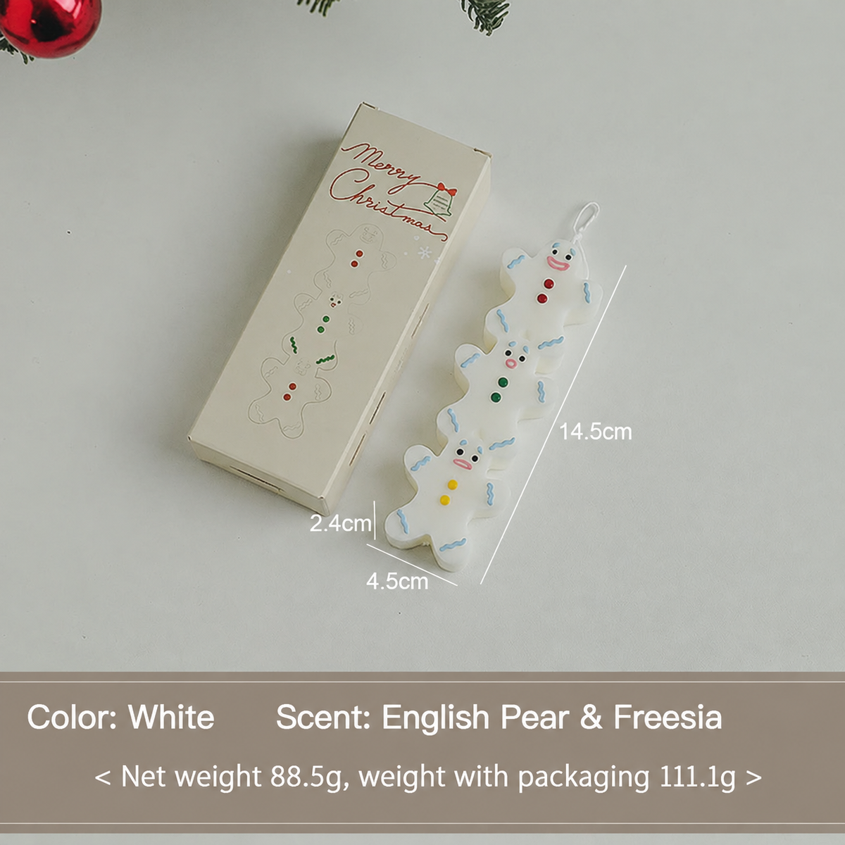 Christmas Gingerbread Man Shaped Scented Candle Holiday Decor