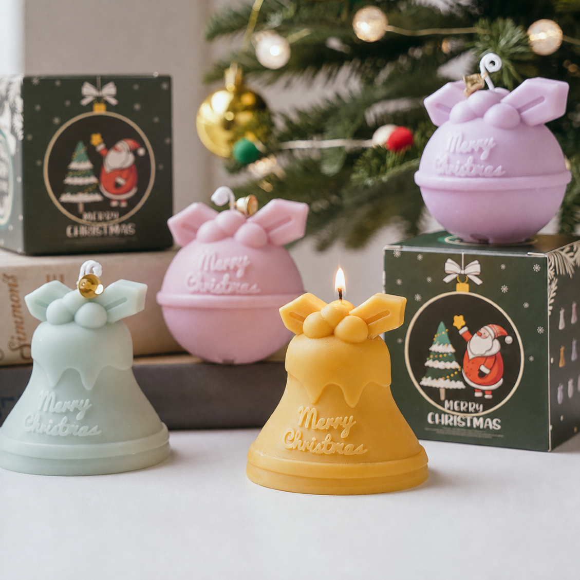 Christmas Bell Shaped Scented Candle Holiday Gift Decor