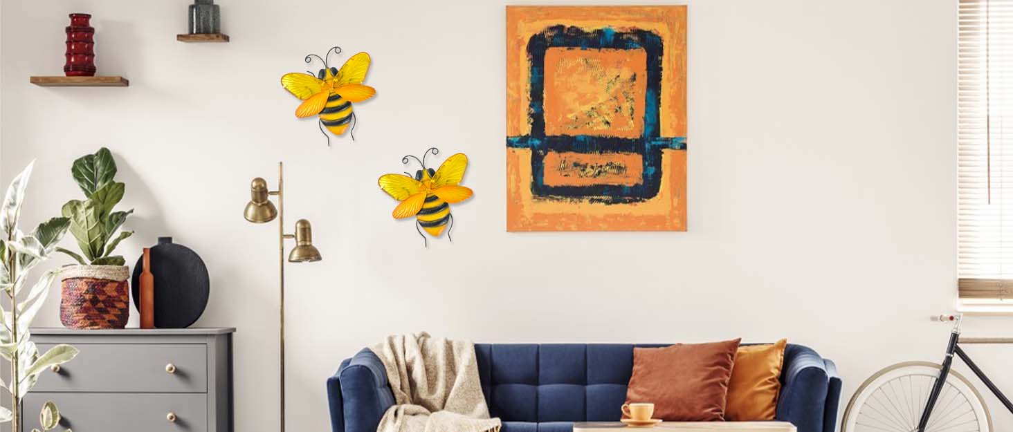 Metal Bee Wall Decor Set for Garden Patio Home