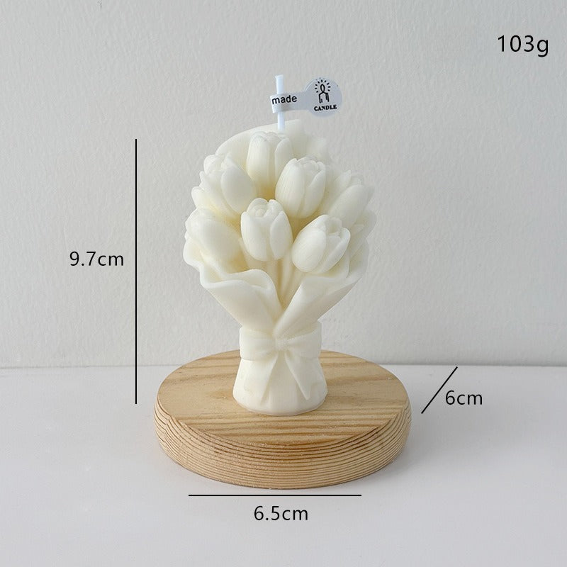 Tulip Flower Candle Floral Decor Romantic Home Accent Gift