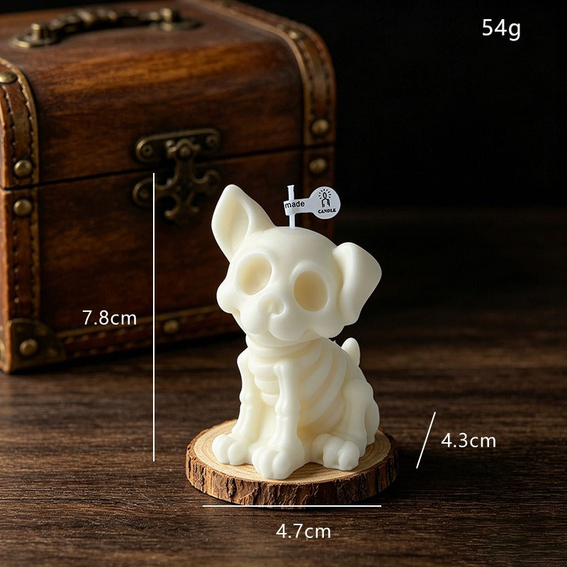 Halloween Skeleton Cat Dog Candle Cute Gothic Animal Decor Gift