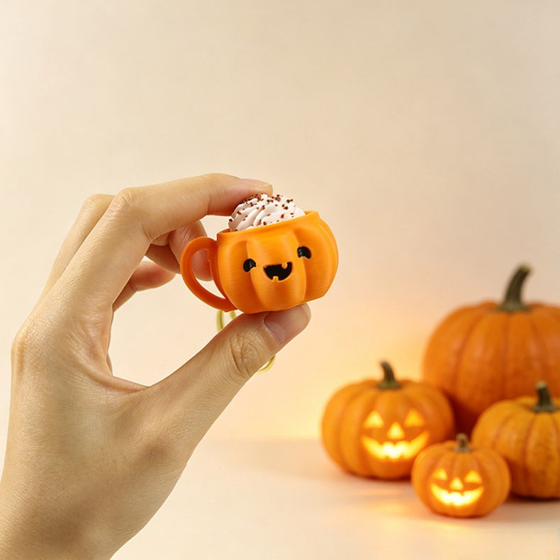 Halloween 3D Printed PLA Pumpkin Cup Keychain Fidget Charm