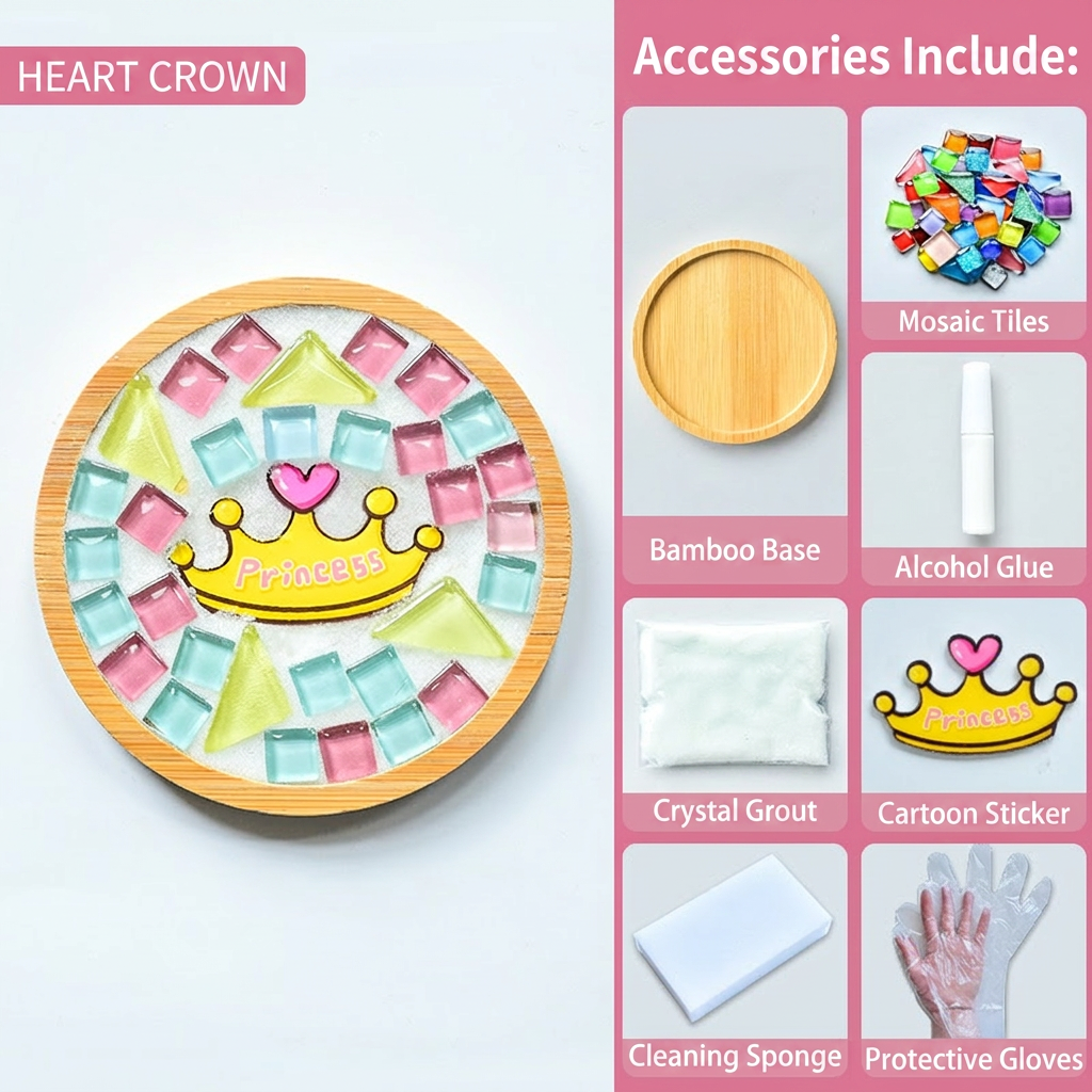 DIY Mosaic Coaster Craft Kit Kids Puzzle Art Set