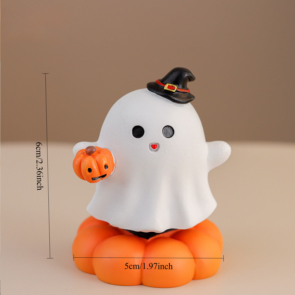 Resin Halloween Rotating Pumpkin Ghost Skull Tabletop Decoration