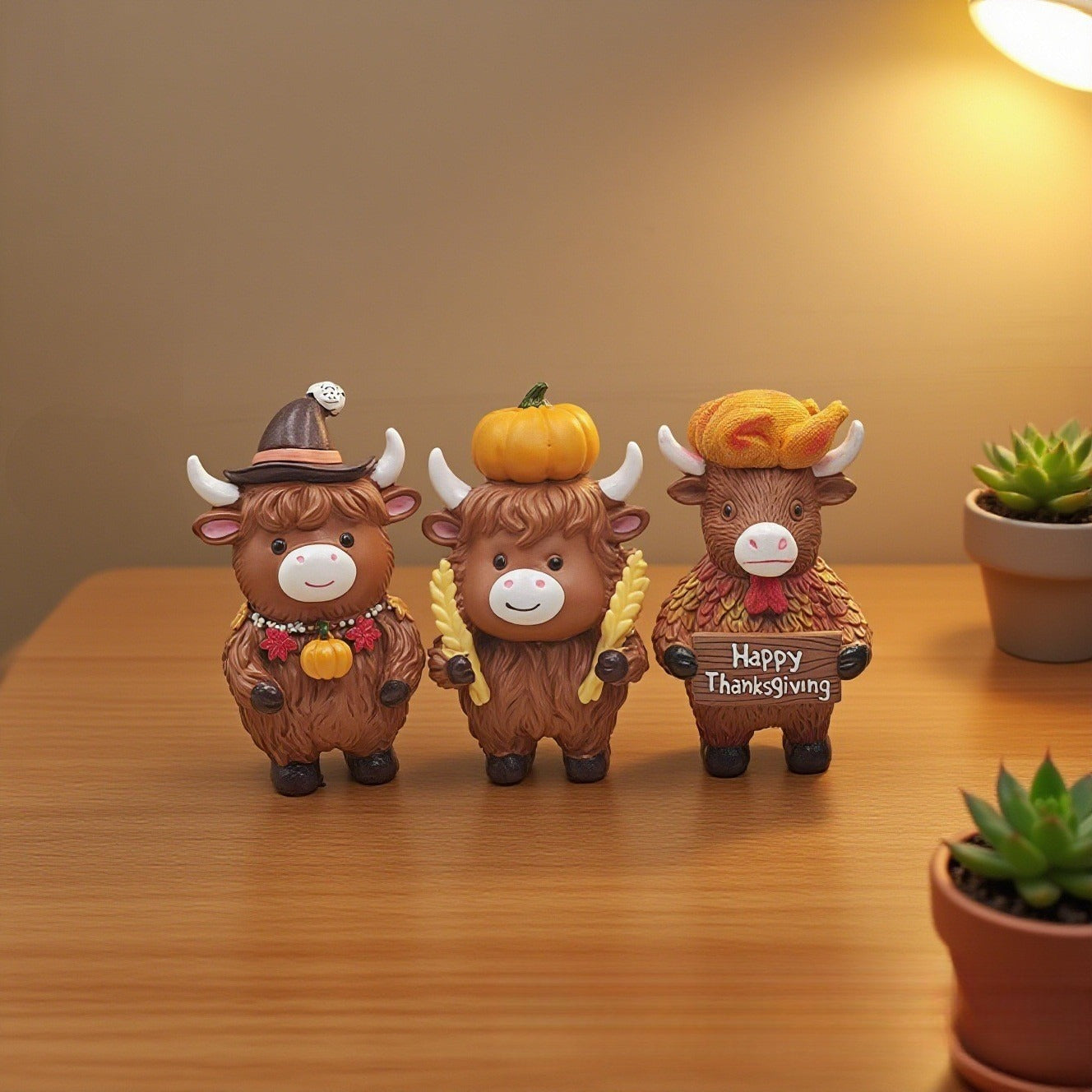 Resin Highland Cow Figurine Cute Animal Shelf Decor