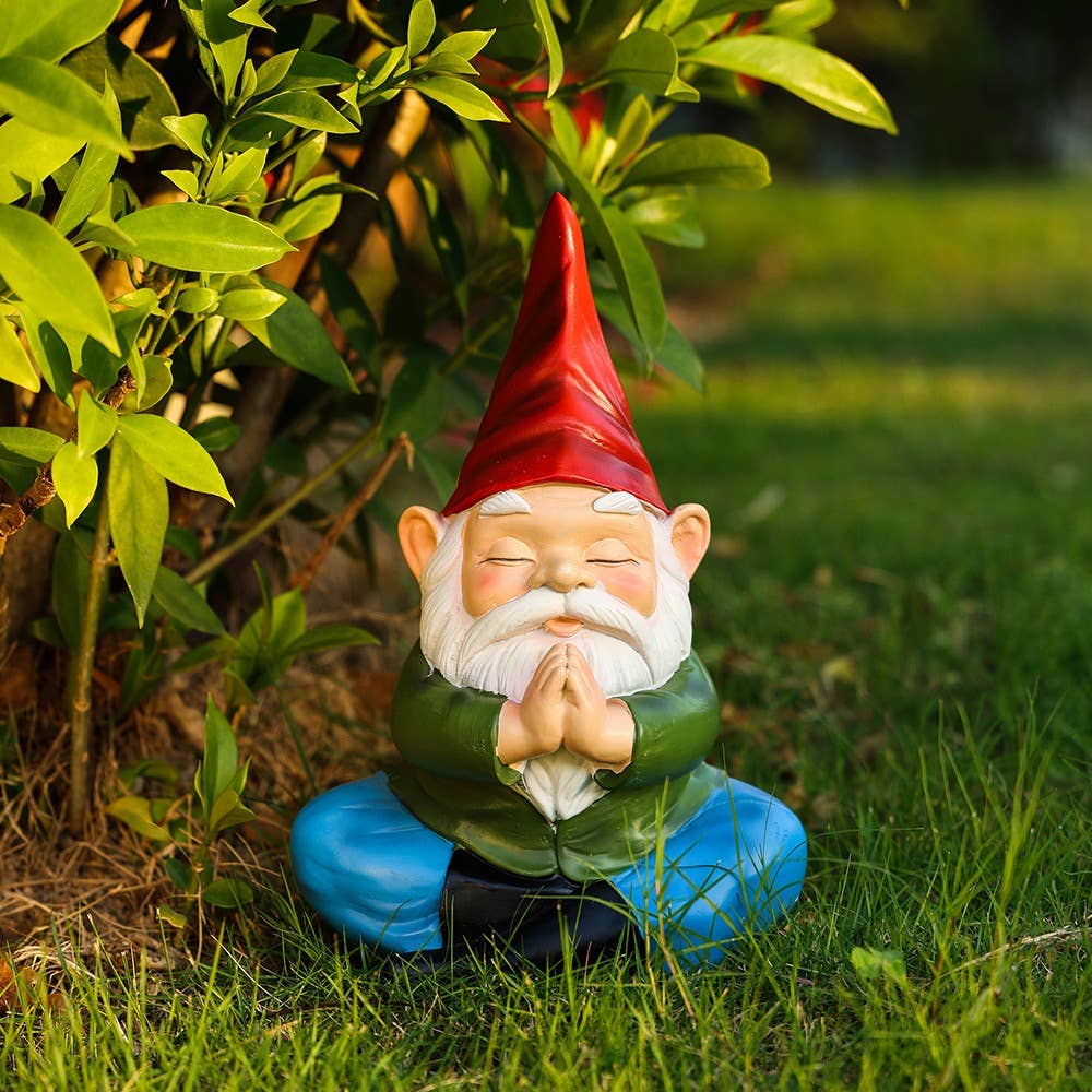 Meditating Garden Gnome Resin Figurine Outdoor Yard Decor