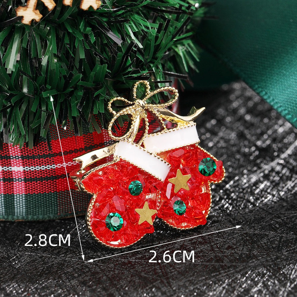 Christmas Alloy Brooch Set Festive Holiday Pin Accessories