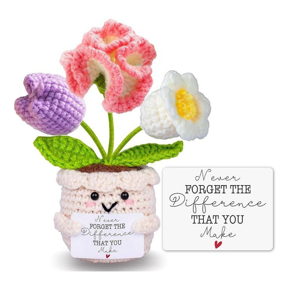 Handmade Crochet Flower Bouquet Plush Positive Gift