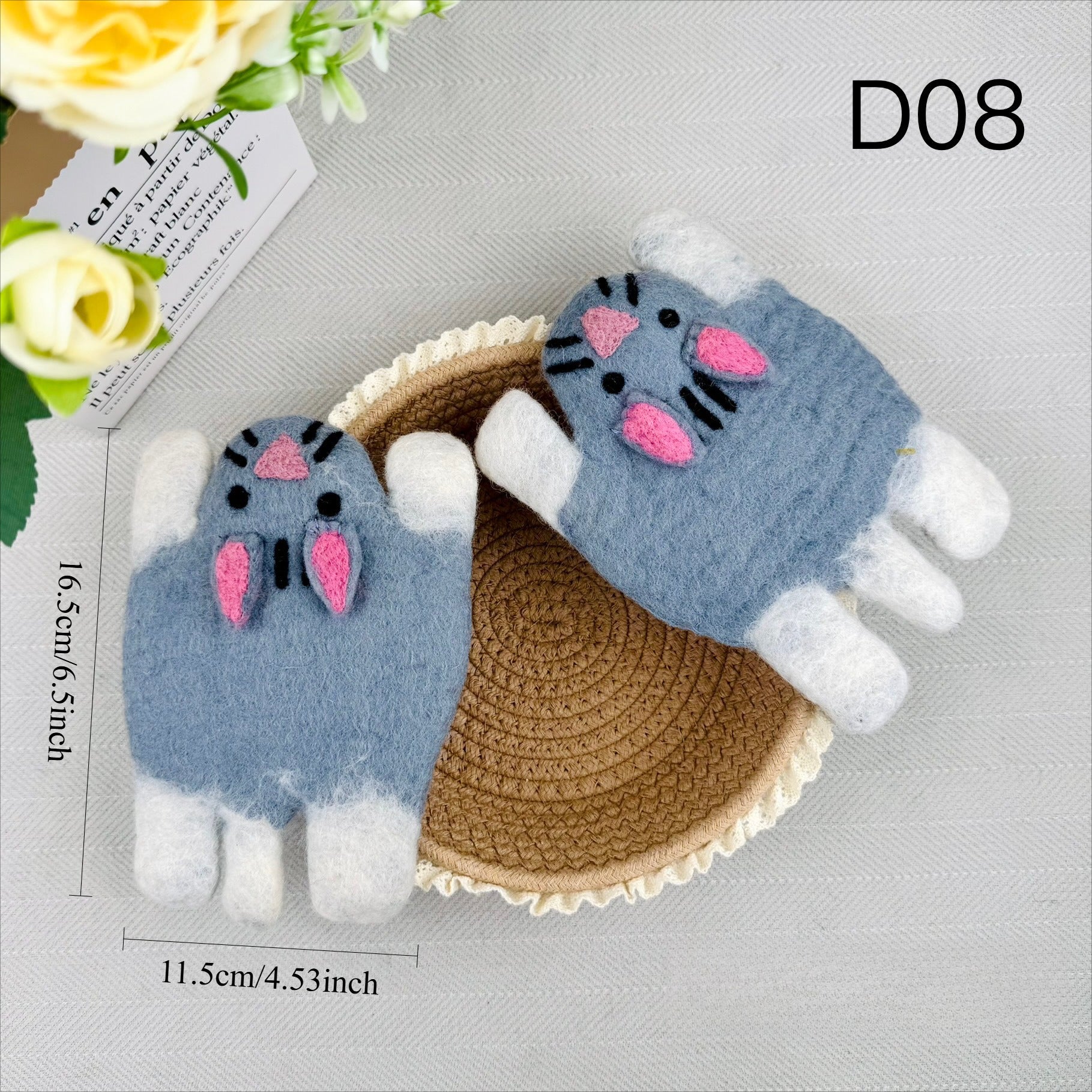 Handmade Wool Felt Animal Coaster Cute Cat Tiger Bear Mat