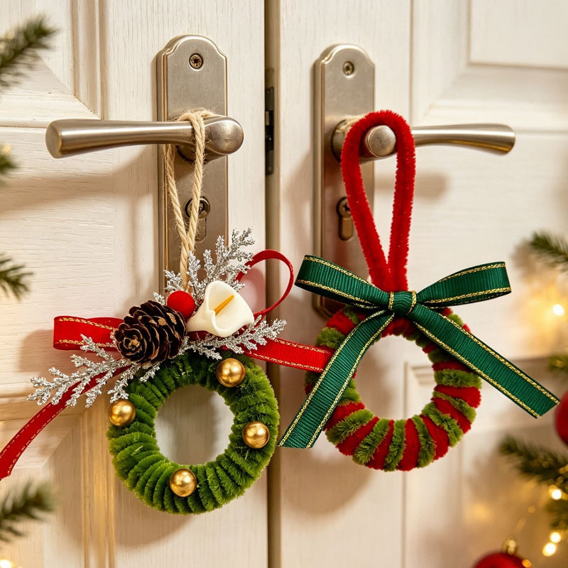 Mini Christmas Wreath Ornament Holiday Tree Hanging Decor