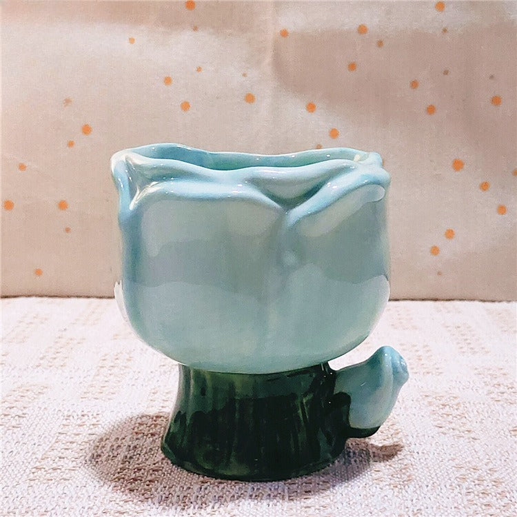 Tulip Ceramic Candle Holder Floral Tabletop Decor