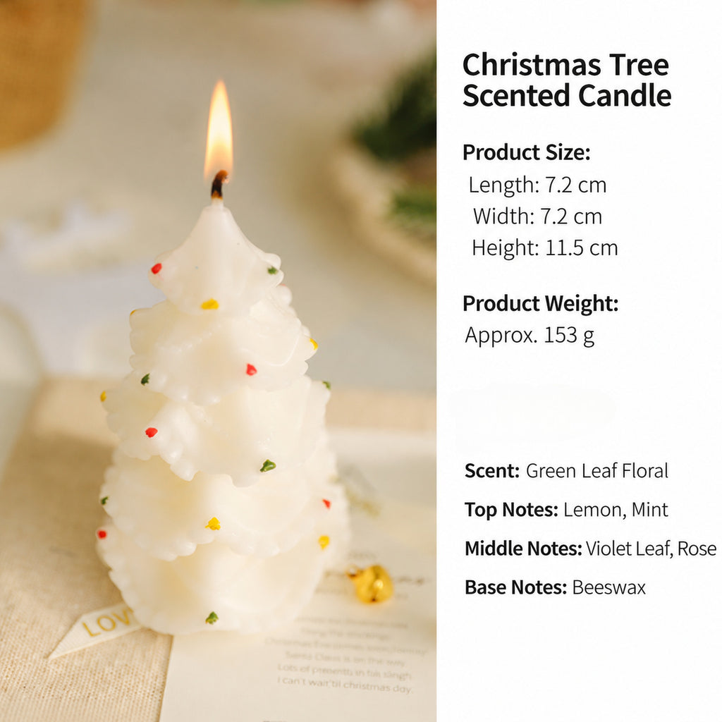Festive Tree Shaped Scented Candle Soy Wax Blend Christmas Gift Decor
