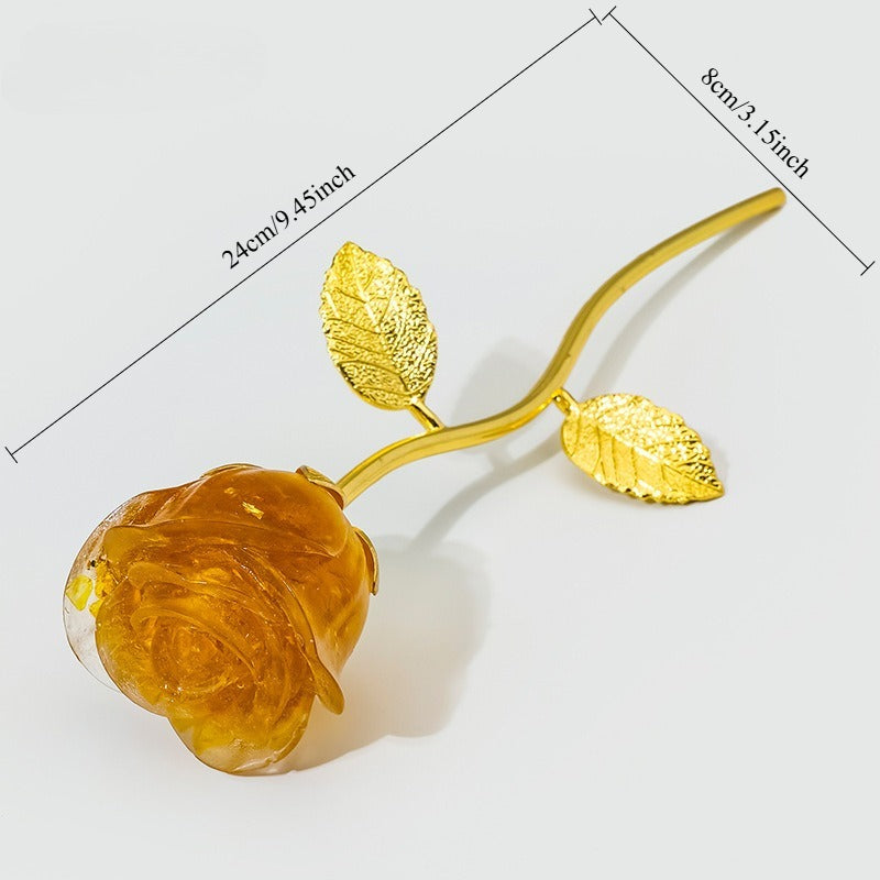 Crystal Stone Resin Flower Stem Decor with Metal Branch