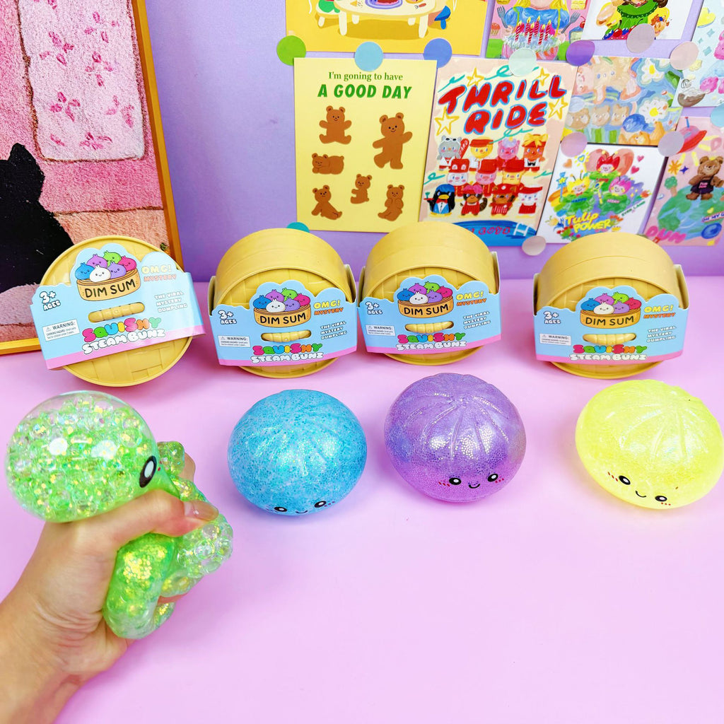Glitter Bead Dumpling Shape Squishy Stress Relief Toy