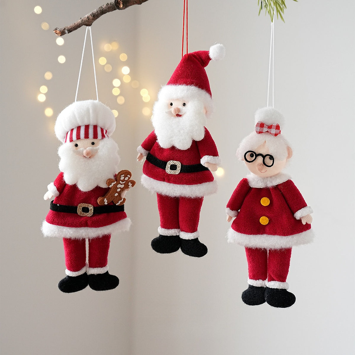 Fabric Christmas Santa Hanging Ornament Holiday Tree Decor