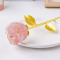 Resin Crystal Stone Flower Stem Decor with Metal Leaves