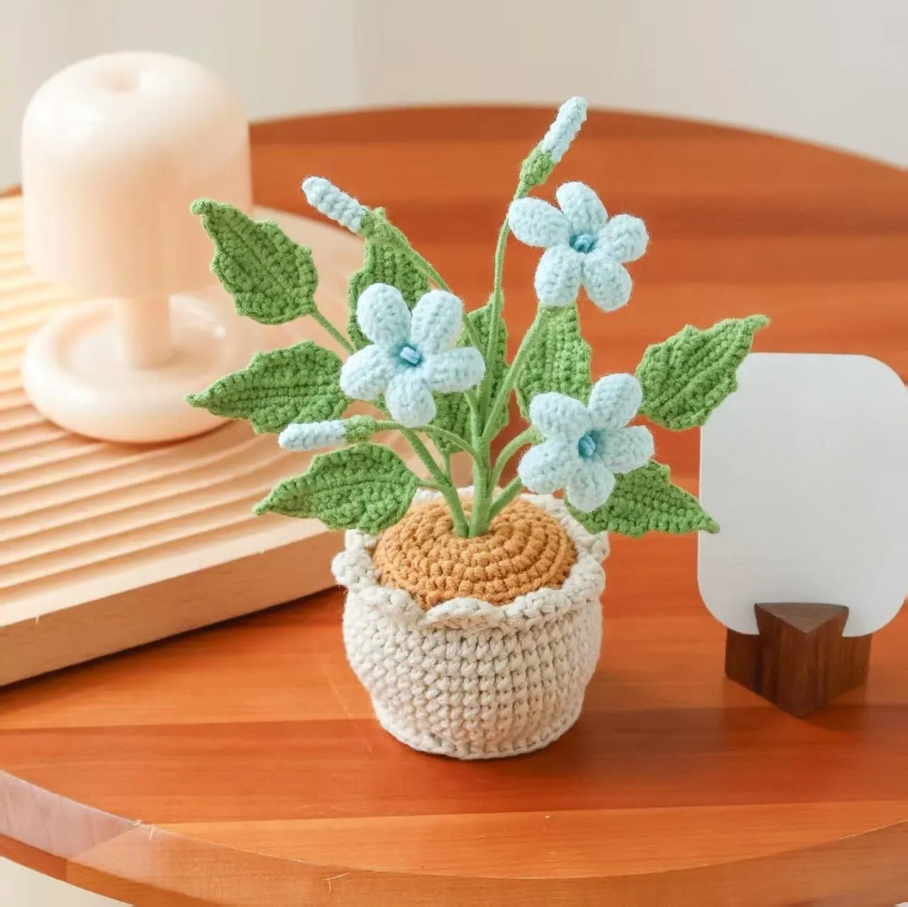 Handmade Crochet Mini Flower Pot Desk Decor Yarn Plant Gift