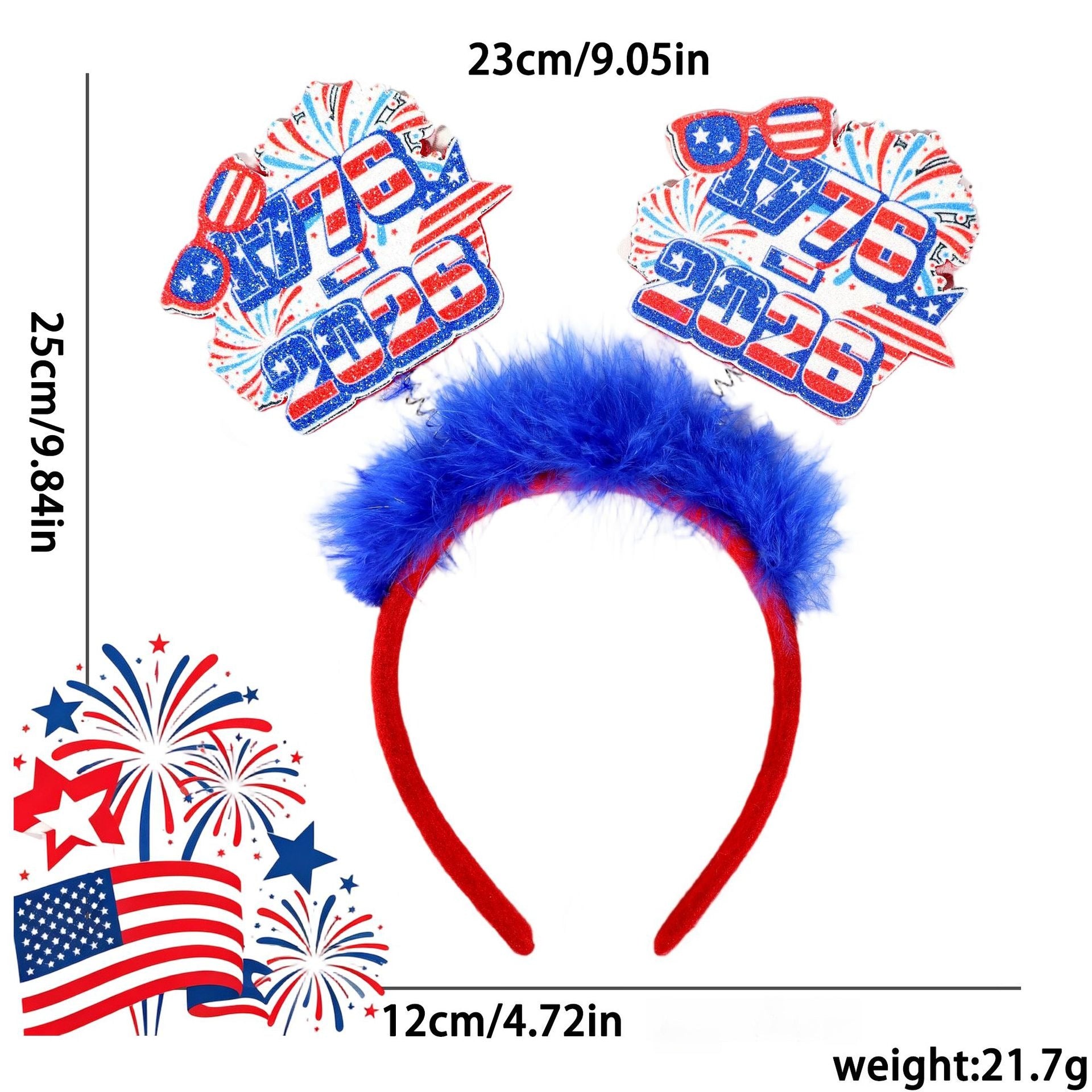 4th of July Patriotic 250th Anniversary Red White Blue Headband