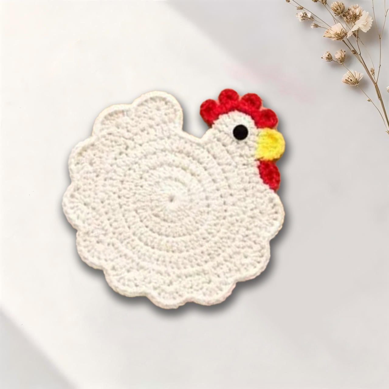 Handmade Crochet Chicken Coaster Placemat Table Decor