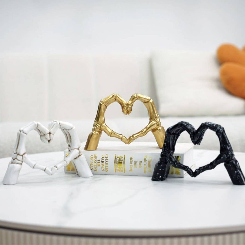 Skeleton Heart Gesture Resin Figurine Halloween Home Decor