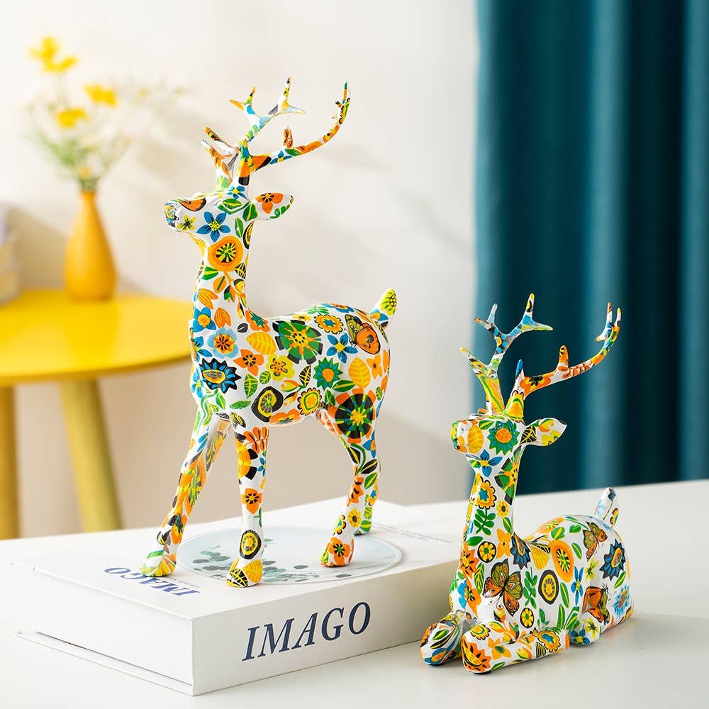 Nordic Resin Deer Sculpture Modern Home Decor Ornament