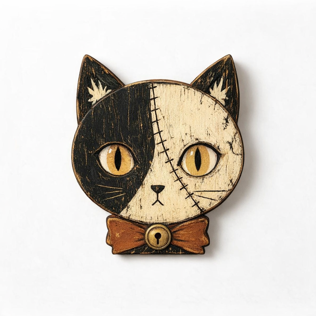 Halloween Wooden Cat Pumpkin Tabletop Decor Double Sided Display
