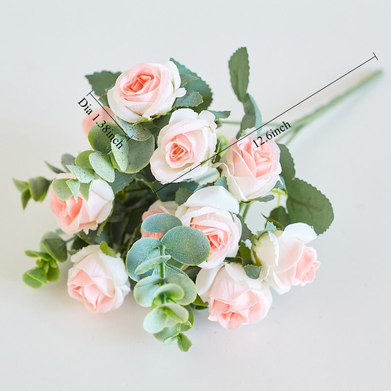 Artificial Mini Rose Bouquet Faux Silk Floral Arrangement
