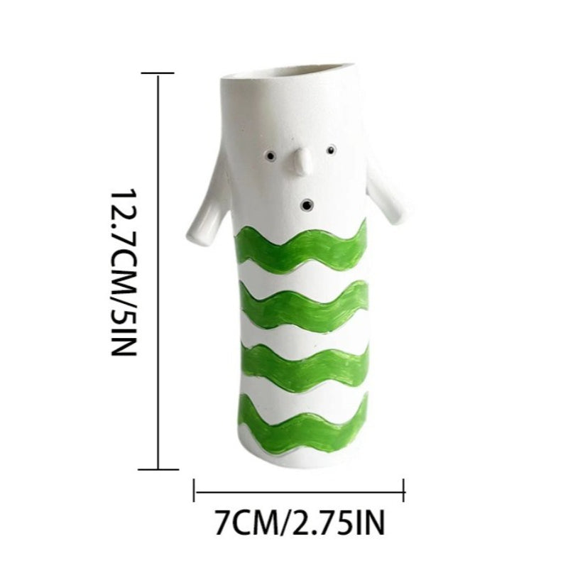 Cute Handmade Character Ceramic Vase for Home Table Decor